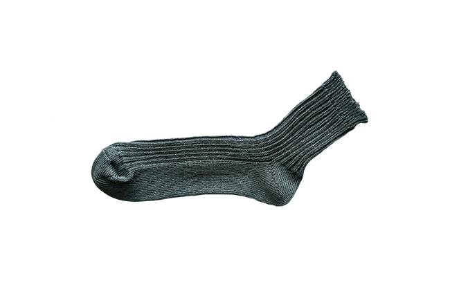 Nishiguchi // Praha Linen Ribbed Socks // Nature Gray