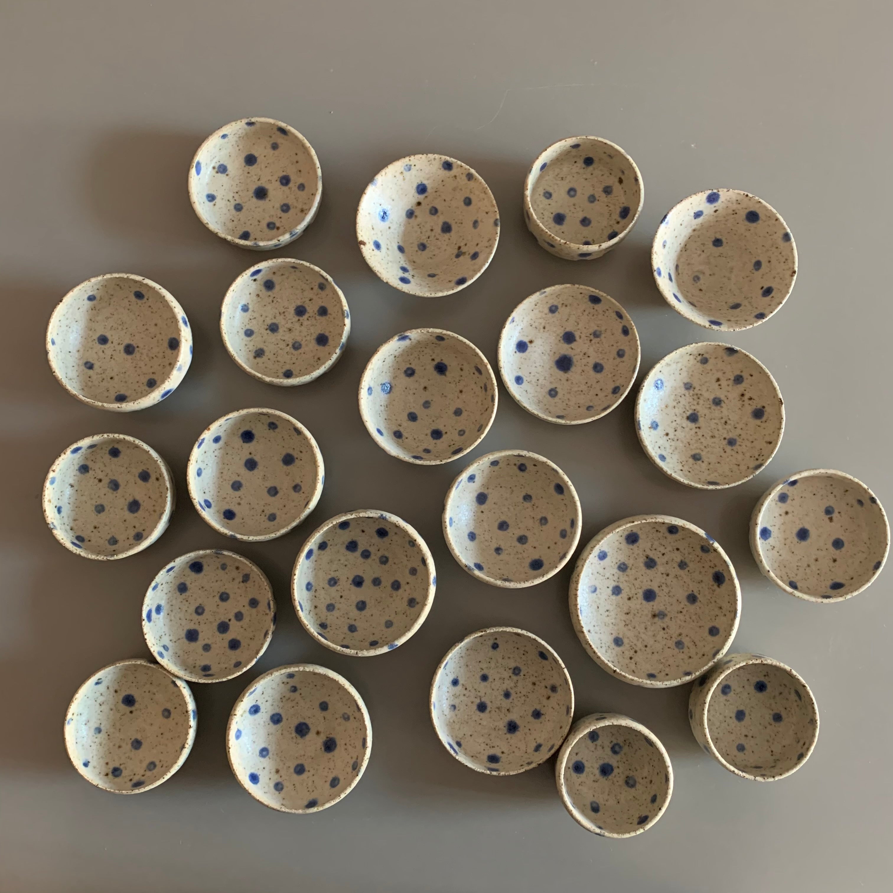 Blacksmith Ceramics // Sake bowl // Blue Dotted
