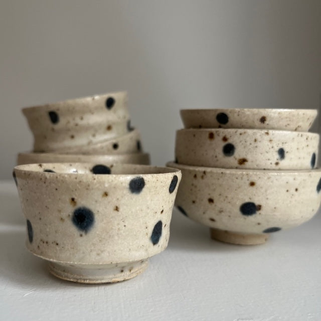 Blacksmith Ceramics // Sake bowl // Black Dotted