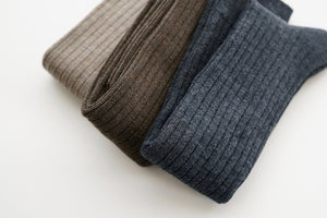 Hakne // Merino Wool Ribbed High Socks // Mocha brown