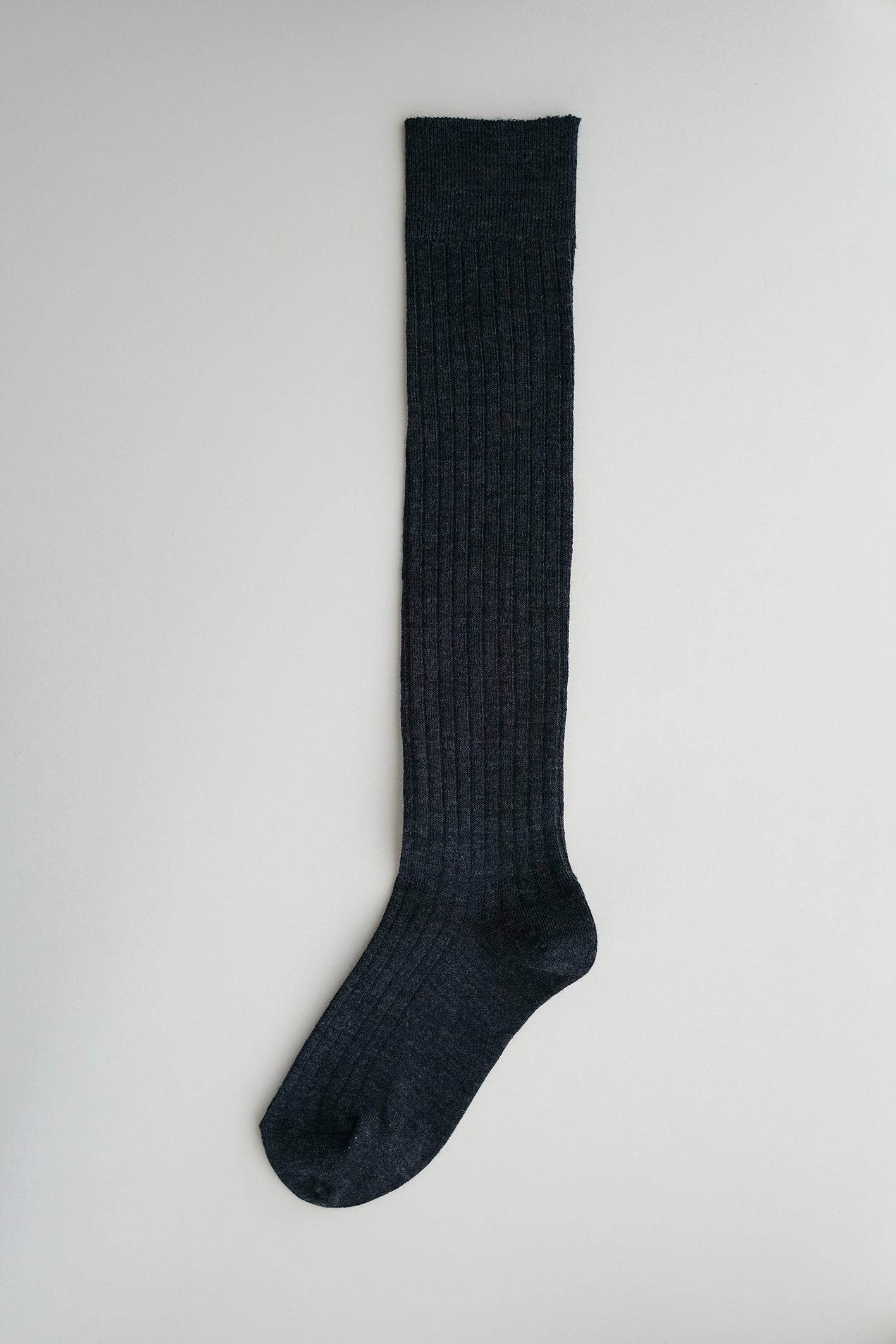 Hakne // Merino Wool Ribbed High Socks // Charcoal