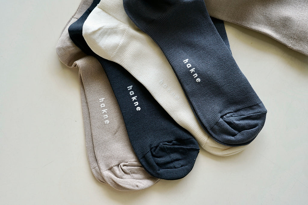 Hakne // Silk Ribbed High Socks // Charcoal
