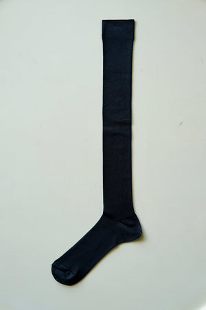 Hakne // Silk Ribbed High Socks // Charcoal