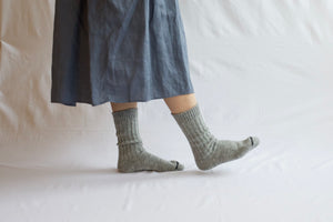 Nishiguchi // Praha Wool Ribbed Socks // Charcoal