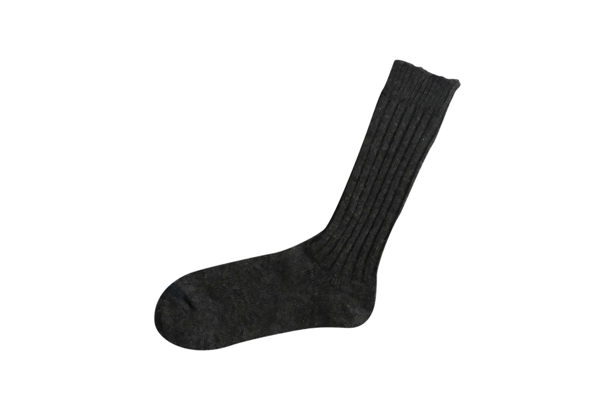 Nishiguchi // Praha Wool Ribbed Socks // Charcoal