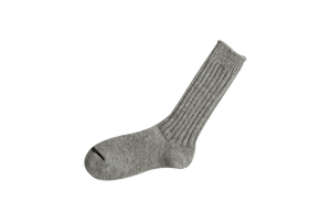 Nishiguchi // Praha Wool Ribbed Socks // Light Grey